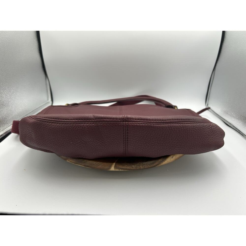 Fossil Handbag Purse Purple Pebble Leather Crossbody Or Shoulder Zip Boho Chic - Picture 3 of 16